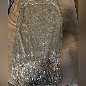 H&M Black and Silver Sequin Pencil Skirt